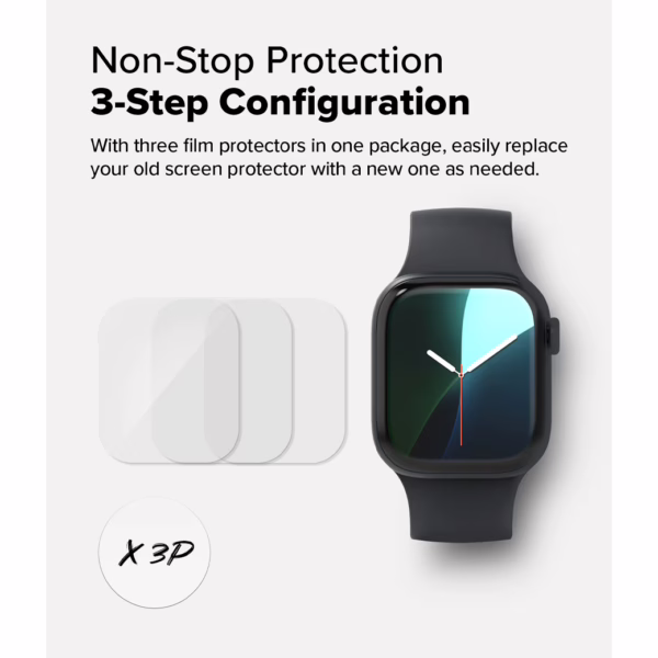 Ringke รุ่น Dual Easy - ฟิล์มกันรอย Apple Watch 10 (46mm) - แพ็ค 3 ชิ้น