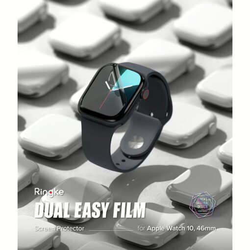Ringke รุ่น Dual Easy - ฟิล์มกันรอย Apple Watch 10 (46mm) - แพ็ค 3 ชิ้น - Image 2
