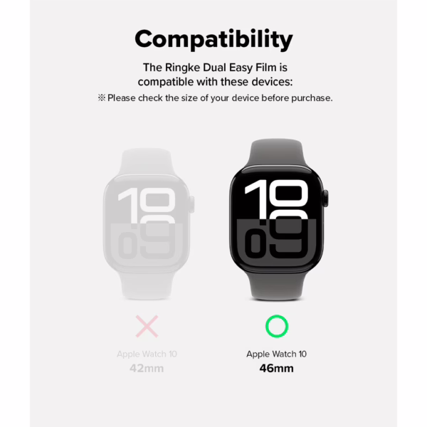 Ringke รุ่น Dual Easy - ฟิล์มกันรอย Apple Watch 10 (46mm) - แพ็ค 3 ชิ้น