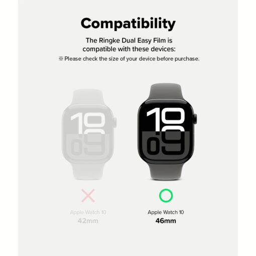 Ringke รุ่น Dual Easy - ฟิล์มกันรอย Apple Watch 10 (46mm) - แพ็ค 3 ชิ้น - Image 3