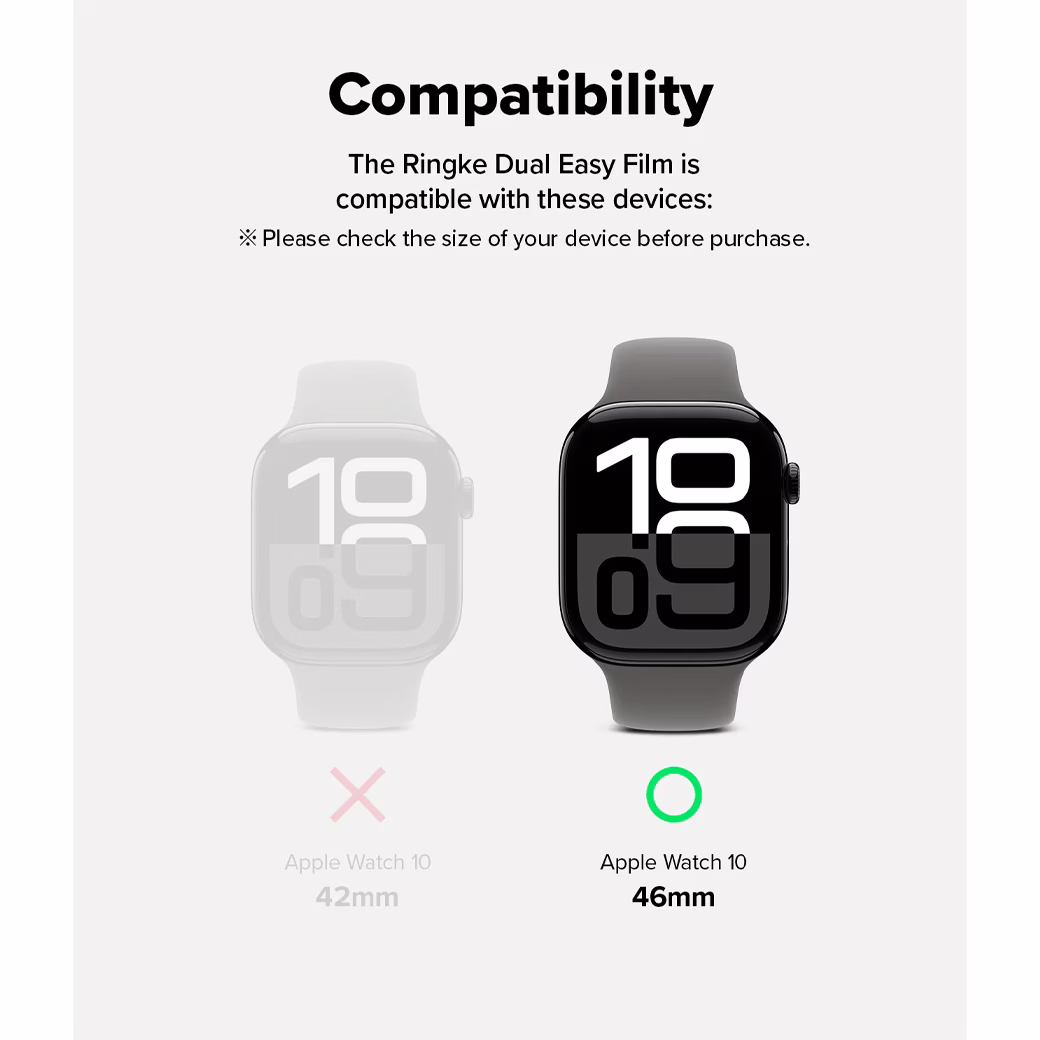 Ringke รุ่น Dual Easy - ฟิล์มกันรอย Apple Watch 10 (46mm) - แพ็ค 3 ชิ้น