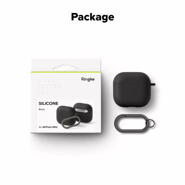Ringke รุ่น Silicone Case - เคส AirPods 4 - สี Black