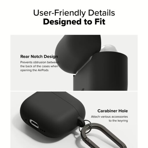 Ringke รุ่น Silicone Case - เคส AirPods 4 - สี  Black - Image 9