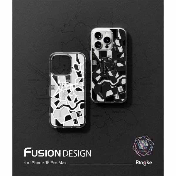 Ringke รุ่น Fusion Design - เคส iPhone 16 Pro Max - ลาย Seoul Map Black