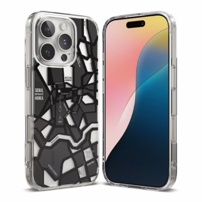 Ringke รุ่น Fusion Design - เคส iPhone 16 Pro - ลาย Seoul Map Black