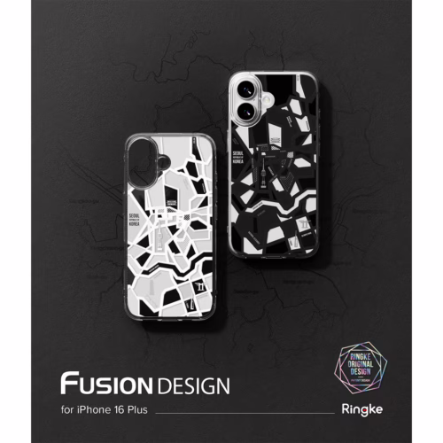 Ringke รุ่น Fusion Design - เคส iPhone 16 Plus - ลาย Seoul Map White