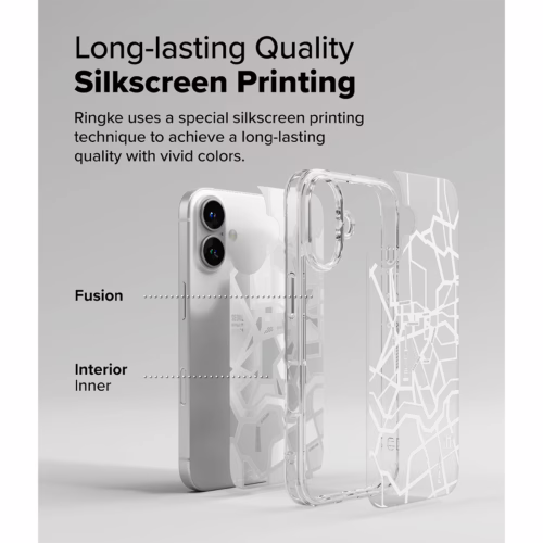 Ringke รุ่น Fusion Design - เคส iPhone 16 Plus - ลาย Seoul Map White