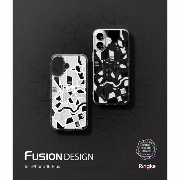 Ringke รุ่น Fusion Design - เคส iPhone 16 Plus - ลาย Seoul Map Black
