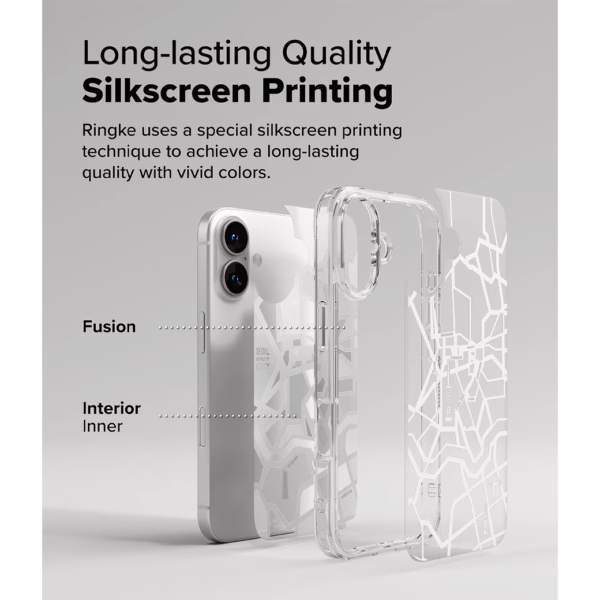 Ringke รุ่น Fusion Design - เคส iPhone 16 - ลาย Seoul Map White
