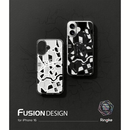 Ringke รุ่น Fusion Design - เคส iPhone 16 - ลาย Seoul Map Black - Image 2