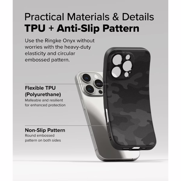 Ringke รุ่น Onyx Magnetic - เคส iPhone 16 Pro - ลาย Camo Black