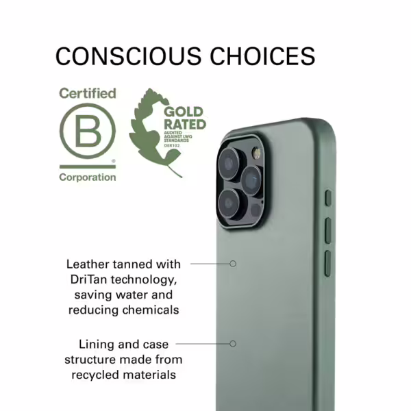 Mujjo รุ่น Leather Case - เคส iPhone 16 Pro - สี Green Smoke