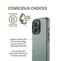 Mujjo รุ่น Leather Case - เคส iPhone 16 Pro - สี Green Smoke
