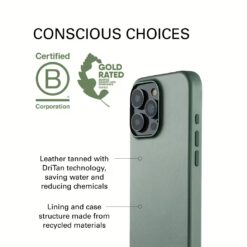 Mujjo รุ่น Leather Case - เคส iPhone 16 Pro - สี Green Smoke