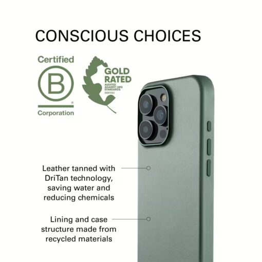 Mujjo รุ่น Leather Case - เคส iPhone 16 Pro - สี Green Smoke - Image 10