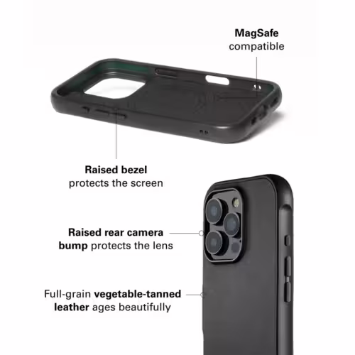 Mujjo รุ่น Shield Case - เคส iPhone 16 Pro - สี Black