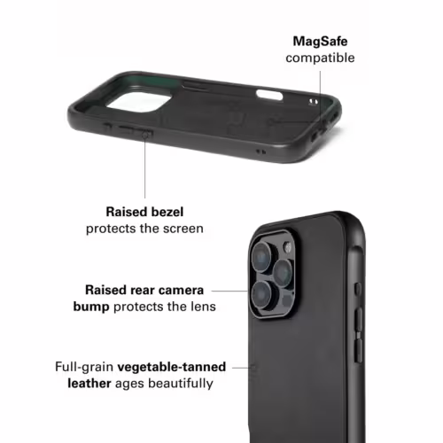 Mujjo รุ่น Shield Case - เคส iPhone 16 Pro Max - สี Black