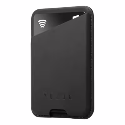Mujjo รุ่น Full Leather Magnetic Wallet - ที่เก็บบัตรติดหลังมือถือ - สี Black