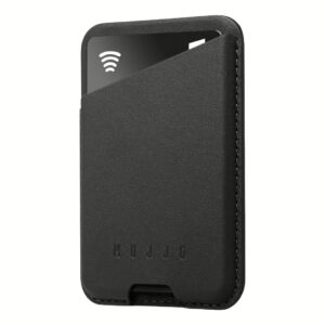Mujjo รุ่น Full Leather Magnetic Wallet - ที่เก็บบัตรติดหลังมือถือ - สี Black