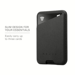 Mujjo รุ่น Full Leather Magnetic Wallet - ที่เก็บบัตรติดหลังมือถือ - สี Black