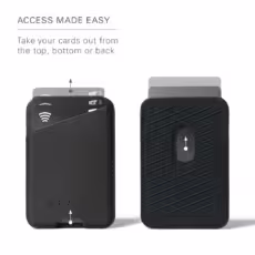 Mujjo รุ่น Full Leather Magnetic Wallet - ที่เก็บบัตรติดหลังมือถือ - สี Black