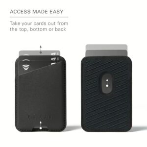 Mujjo รุ่น Full Leather Magnetic Wallet - ที่เก็บบัตรติดหลังมือถือ - สี Black