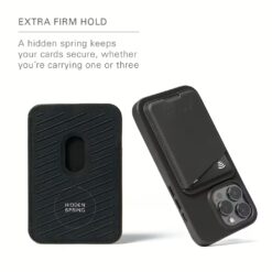 Mujjo รุ่น Full Leather Magnetic Wallet - ที่เก็บบัตรติดหลังมือถือ - สี Black
