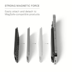 Mujjo รุ่น Full Leather Magnetic Wallet - ที่เก็บบัตรติดหลังมือถือ - สี Black