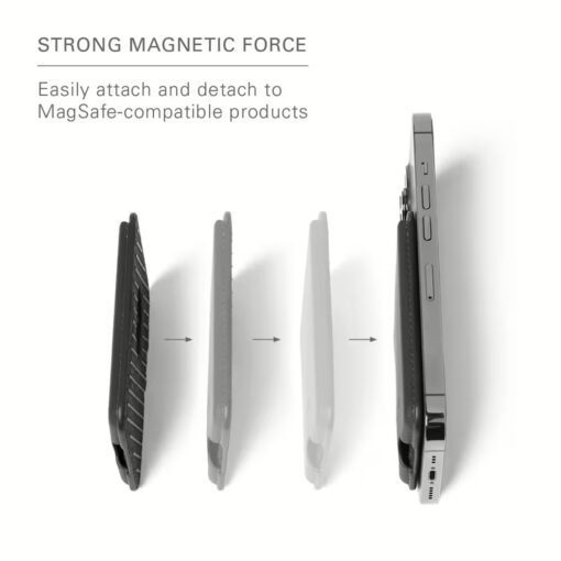 Mujjo รุ่น Full Leather Magnetic Wallet - ที่เก็บบัตรติดหลังมือถือ - สี Black - Image 15