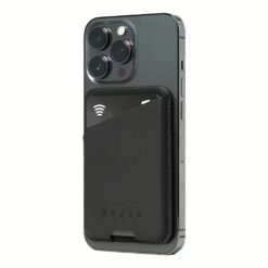 Mujjo รุ่น Full Leather Magnetic Wallet - ที่เก็บบัตรติดหลังมือถือ - สี Black