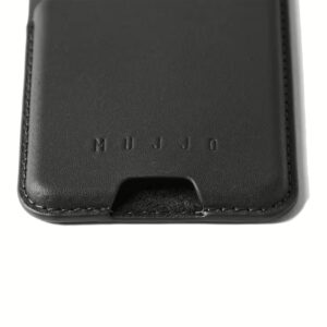 Mujjo รุ่น Full Leather Magnetic Wallet - ที่เก็บบัตรติดหลังมือถือ - สี Black
