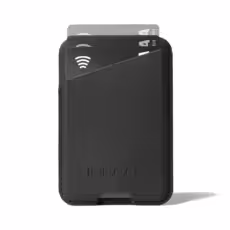 Mujjo รุ่น Full Leather Magnetic Wallet - ที่เก็บบัตรติดหลังมือถือ - สี Black