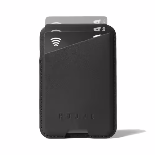 Mujjo รุ่น Full Leather Magnetic Wallet - ที่เก็บบัตรติดหลังมือถือ - สี Black