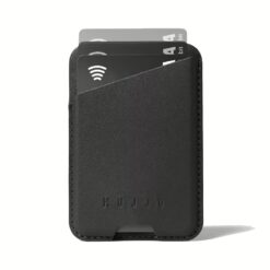 Mujjo รุ่น Full Leather Magnetic Wallet - ที่เก็บบัตรติดหลังมือถือ - สี Black