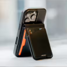 Mujjo รุ่น Wallet Stand - ที่เก็บบัตรติดหลังมือถือ - สี Black