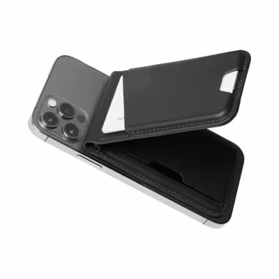 Mujjo รุ่น Wallet Stand - ที่เก็บบัตรติดหลังมือถือ - สี Black
