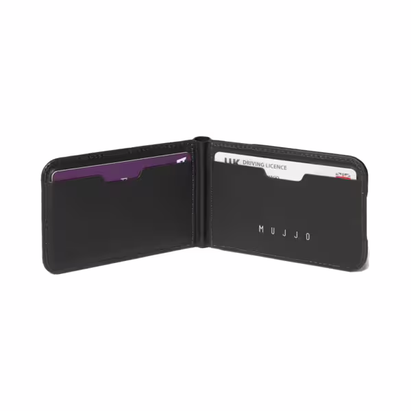 Mujjo รุ่น Wallet Stand - ที่เก็บบัตรติดหลังมือถือ - สี Black
