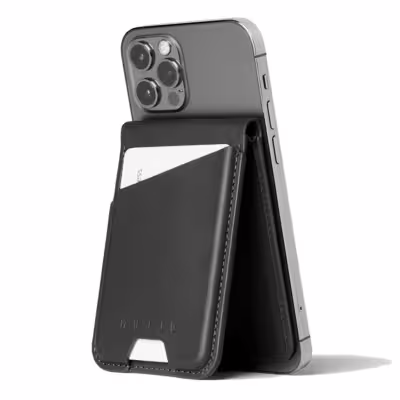 Mujjo รุ่น Wallet Stand - ที่เก็บบัตรติดหลังมือถือ - สี Black