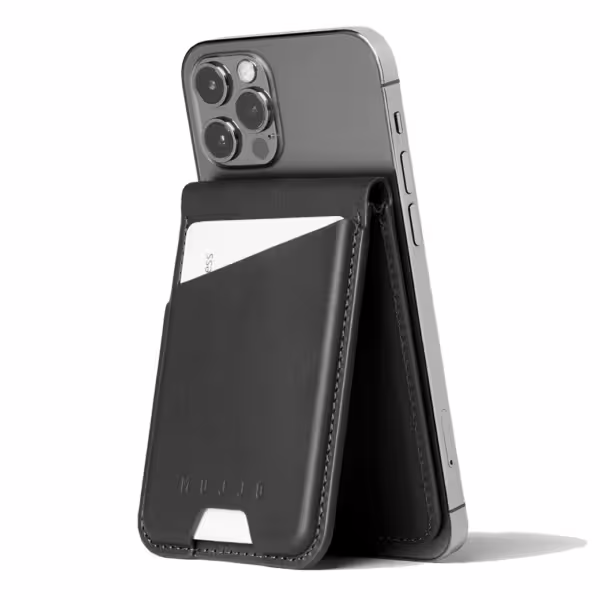 Mujjo รุ่น Wallet Stand - ที่เก็บบัตรติดหลังมือถือ - สี Black