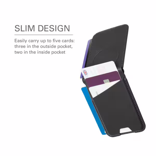 Mujjo รุ่น Wallet Stand - ที่เก็บบัตรติดหลังมือถือ - สี Black