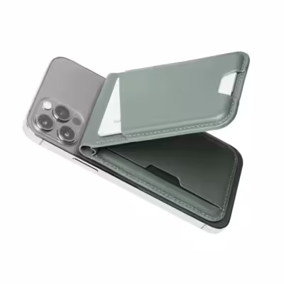 Mujjo รุ่น Wallet Stand - ที่เก็บบัตรติดหลังมือถือ - สี Green Smoke