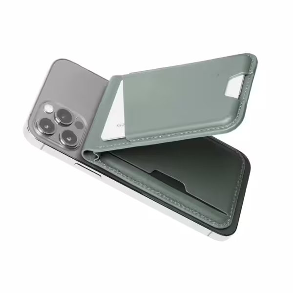 Mujjo รุ่น Wallet Stand - ที่เก็บบัตรติดหลังมือถือ - สี Green Smoke