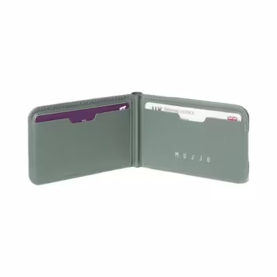 Mujjo รุ่น Wallet Stand - ที่เก็บบัตรติดหลังมือถือ - สี Green Smoke