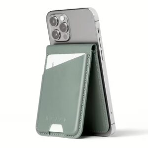 Mujjo รุ่น Wallet Stand - ที่เก็บบัตรติดหลังมือถือ - สี Green Smoke