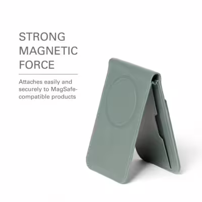 Mujjo รุ่น Wallet Stand - ที่เก็บบัตรติดหลังมือถือ - สี Green Smoke