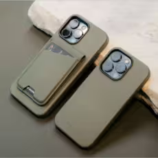 Mujjo รุ่น Wallet Stand - ที่เก็บบัตรติดหลังมือถือ - สี Green Smoke