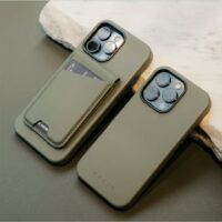 Mujjo รุ่น Wallet Stand - ที่เก็บบัตรติดหลังมือถือ - สี Green Smoke