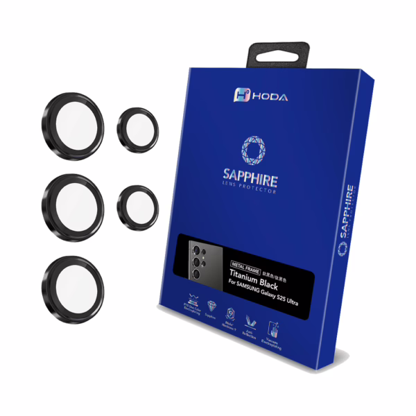 Hoda รุ่น Sapphire Lens - กระจกเลนส์กล้อง Galaxy S25 Ultra - สี Onyx Black