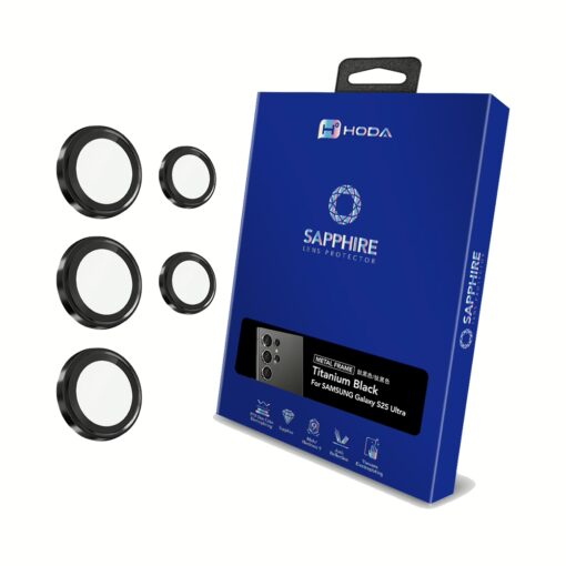 Hoda รุ่น Sapphire Lens - กระจกเลนส์กล้อง Galaxy S25 Ultra - สี Onyx Black