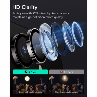 ESR รุ่น Armorite Camera Lens - กระจกเลนส์กล้อง Galaxy S25 Ultra - สี Black